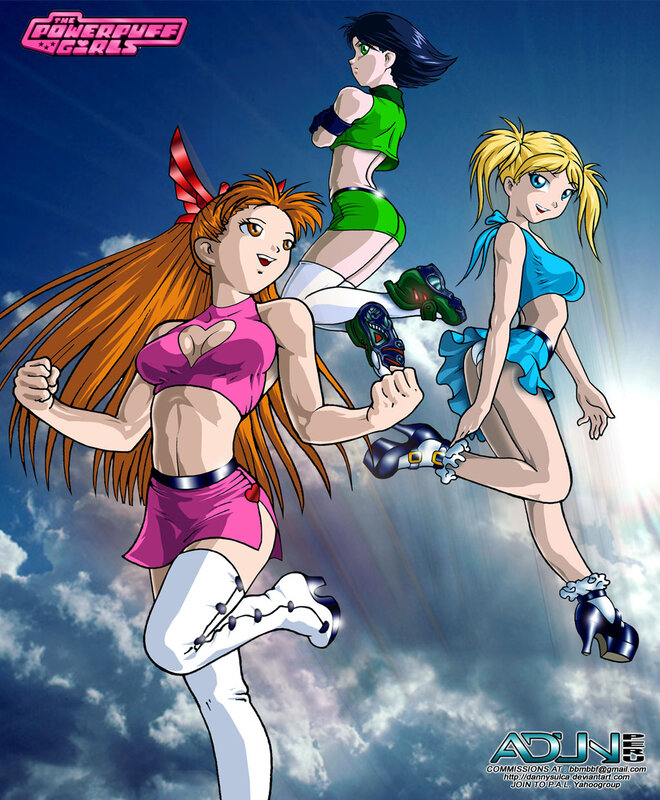 Three Girls Flying in Sky