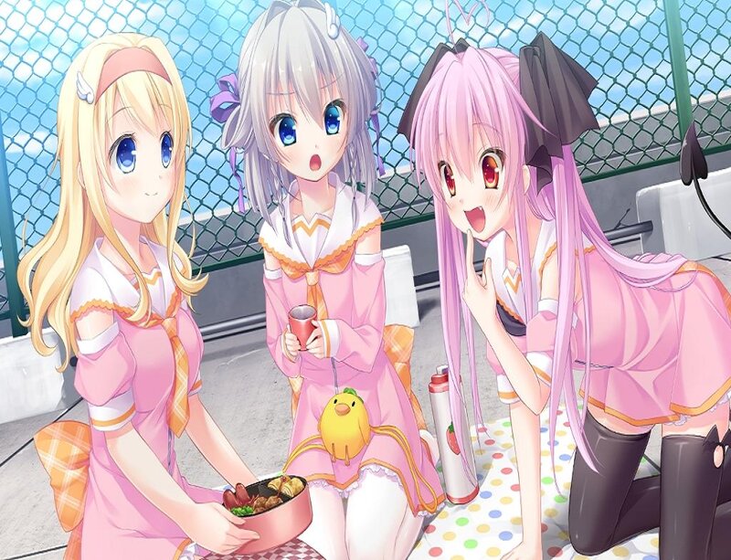 Three Girls Having Picnic — Pink