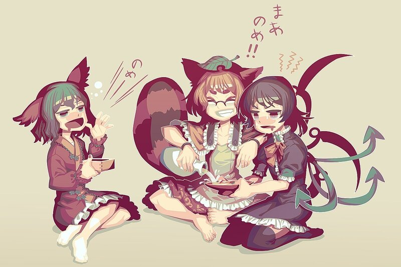 Three girls having tea
