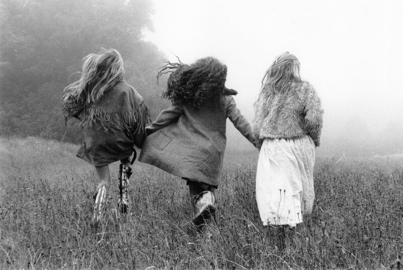 Three Girls Holding Hands — Black