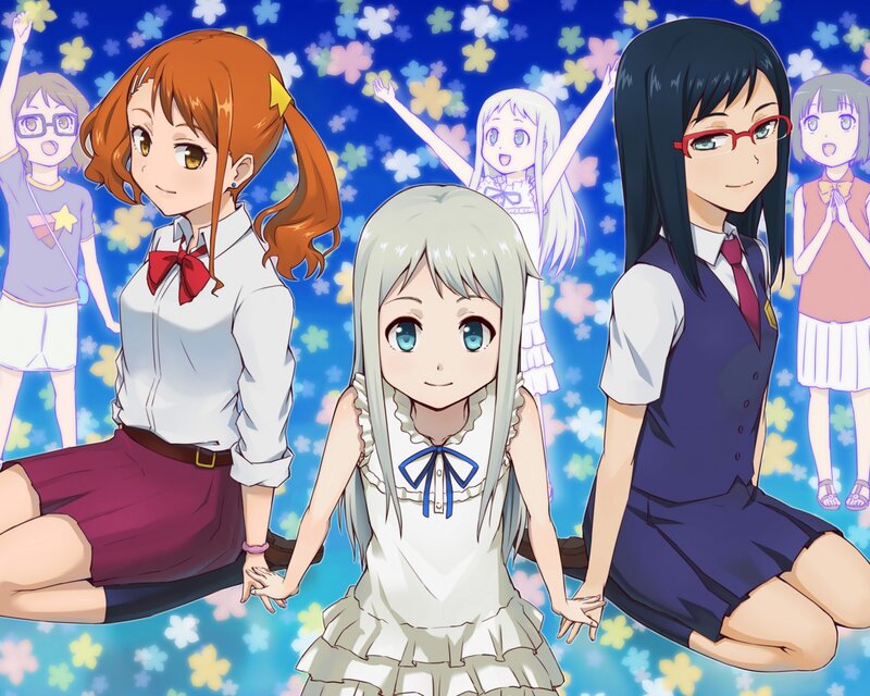 Three Girls Holding Hands — Blue, Happy