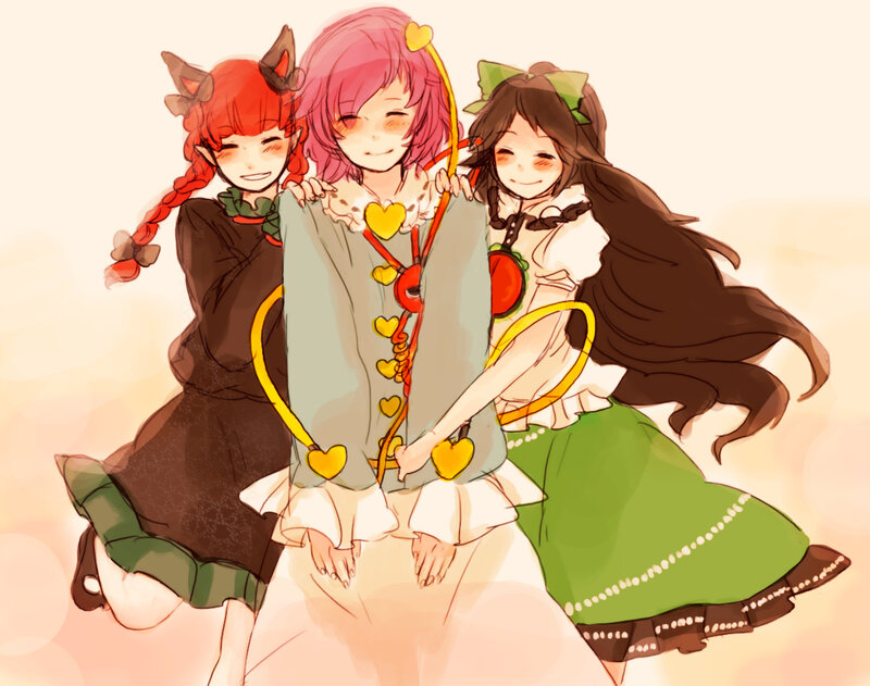 Three girls hugging