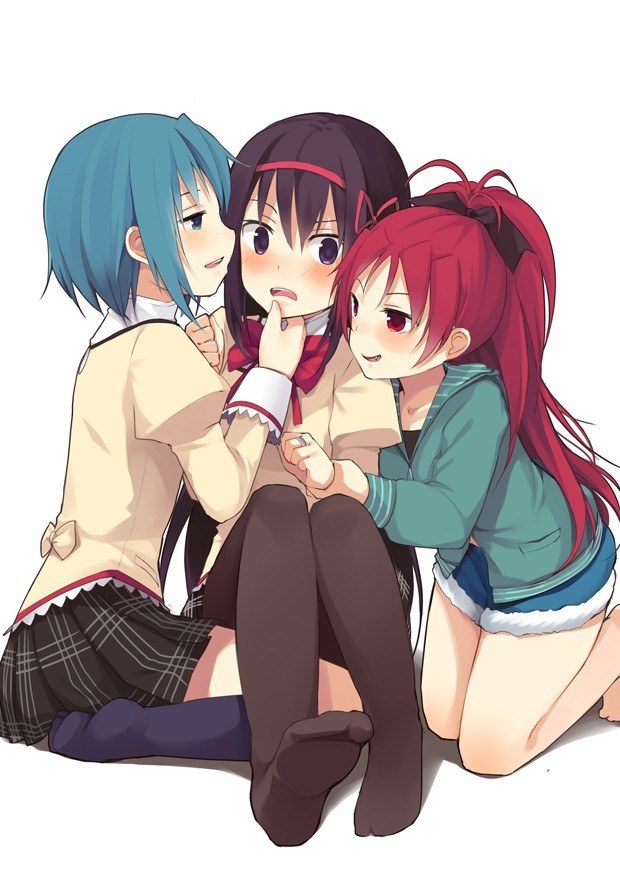 Three girls hugging