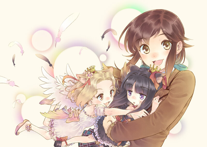 Three Girls Hugging — Brown