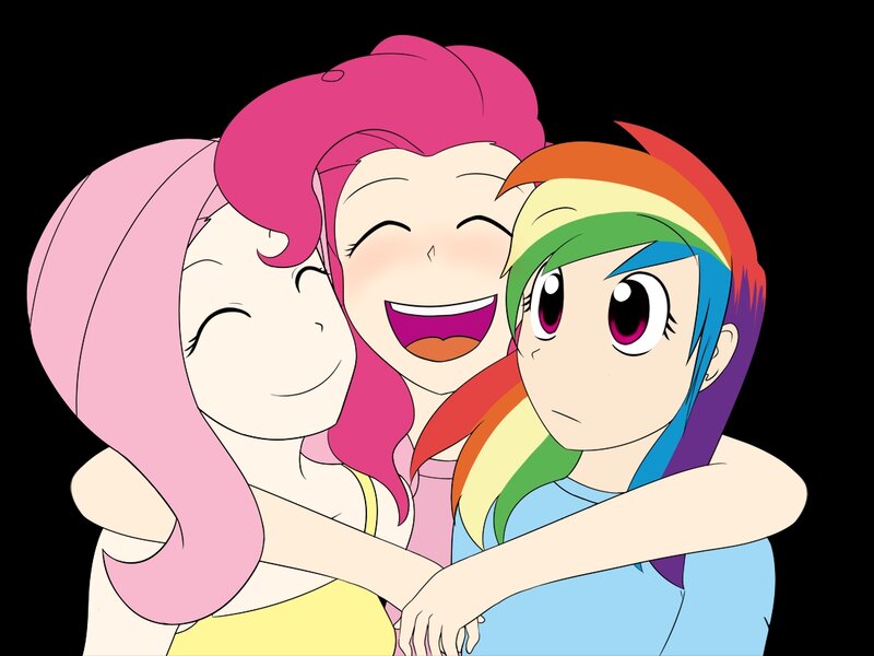 Three Girls Hugging — Pink