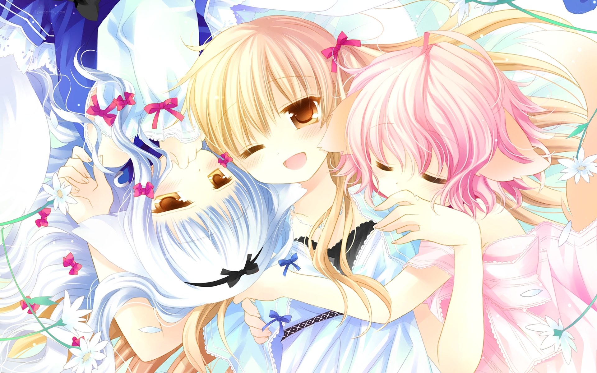 three girls hugging