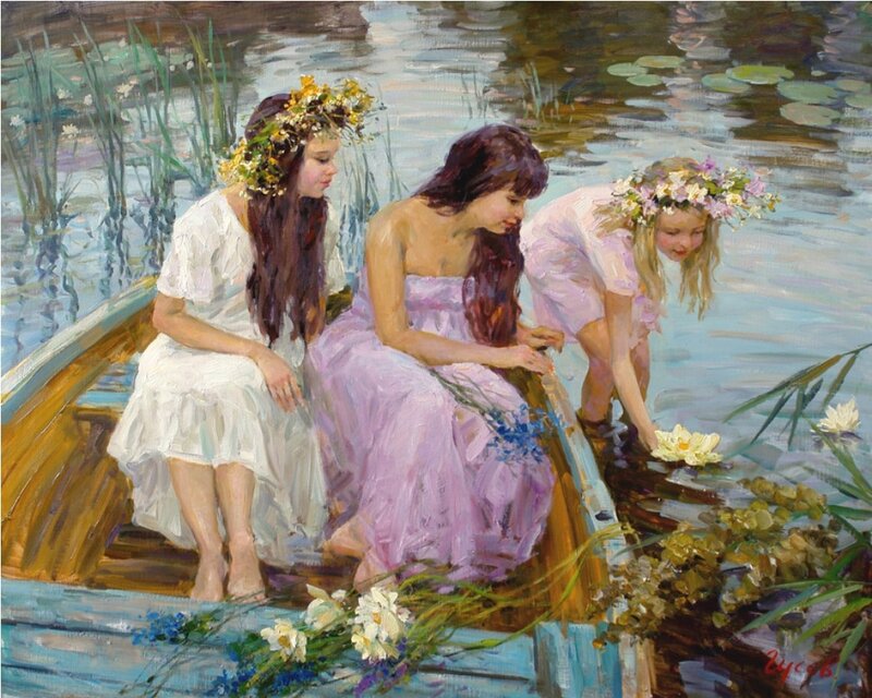 Three Girls in a Boat — White