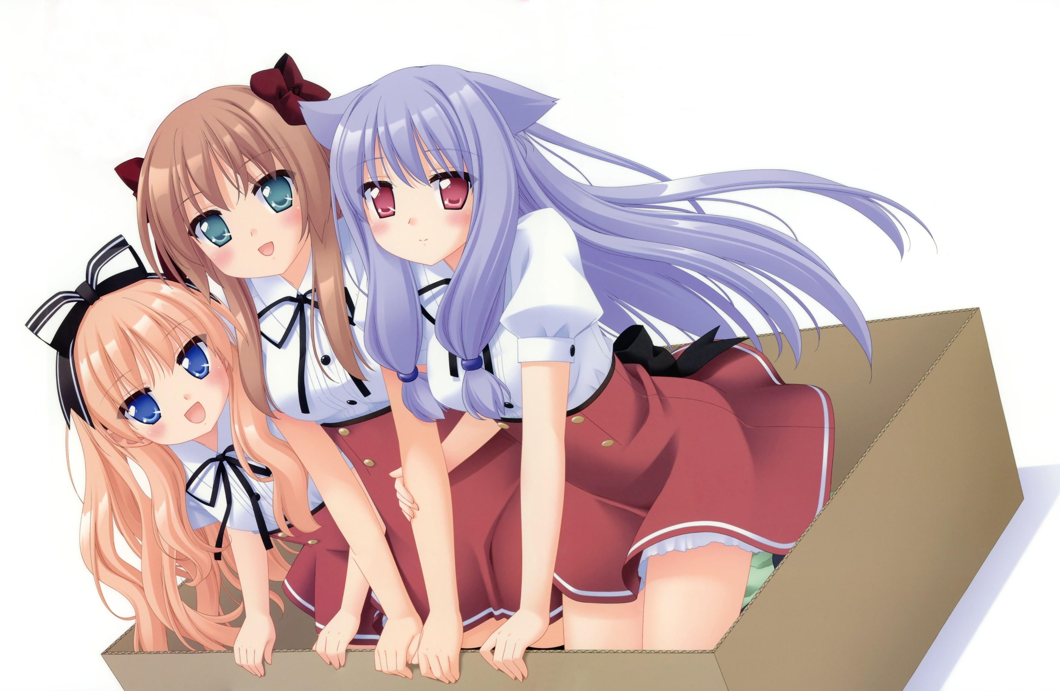 three girls in a box
