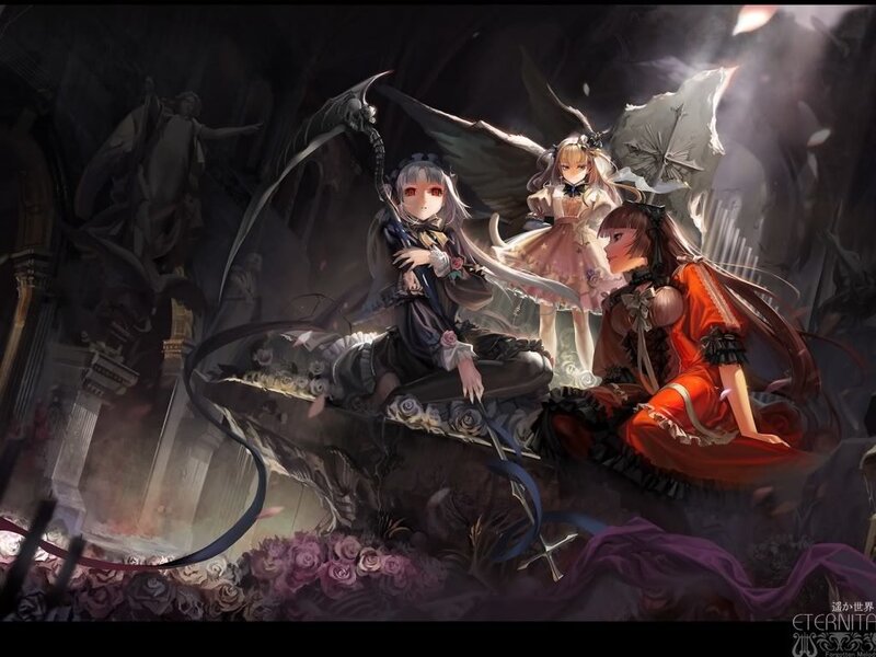 Three Girls in a Cathedral — Black