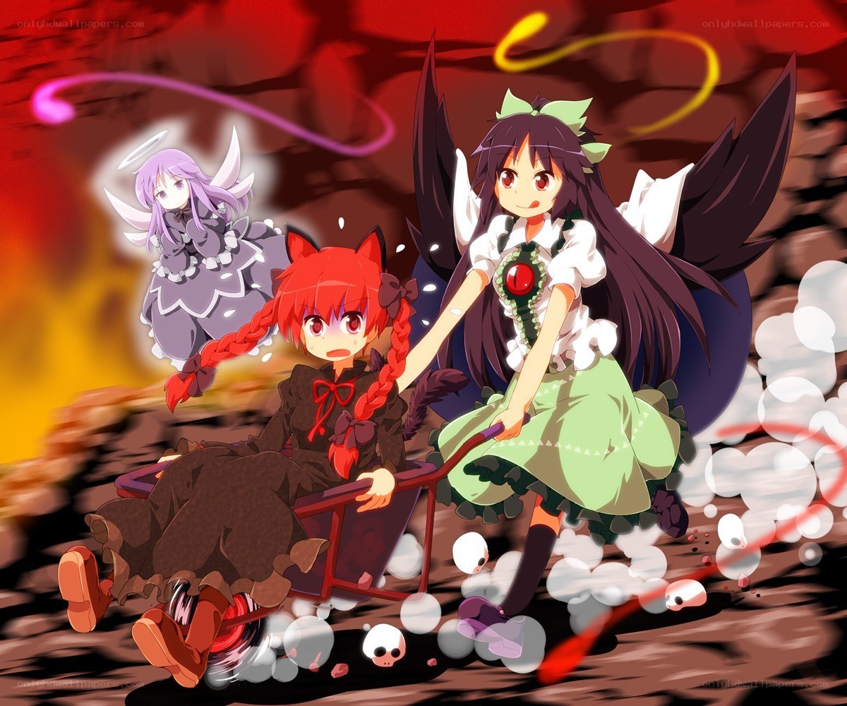 Three girls in a chaotic scene