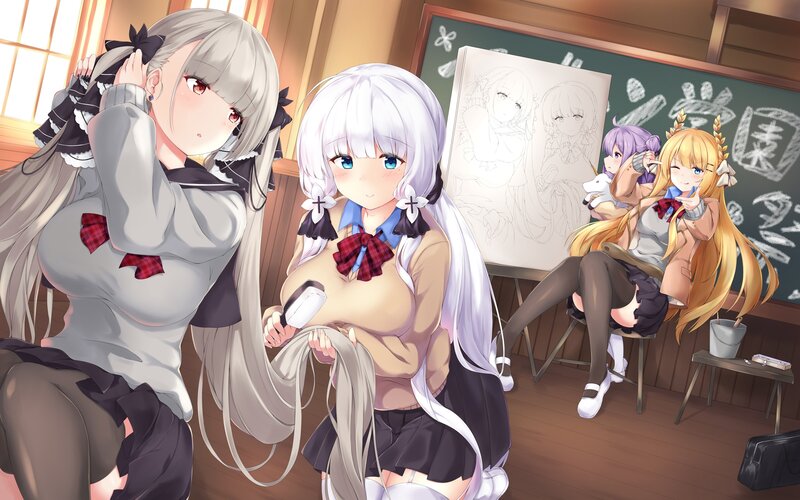 Three Girls in a Classroom — White