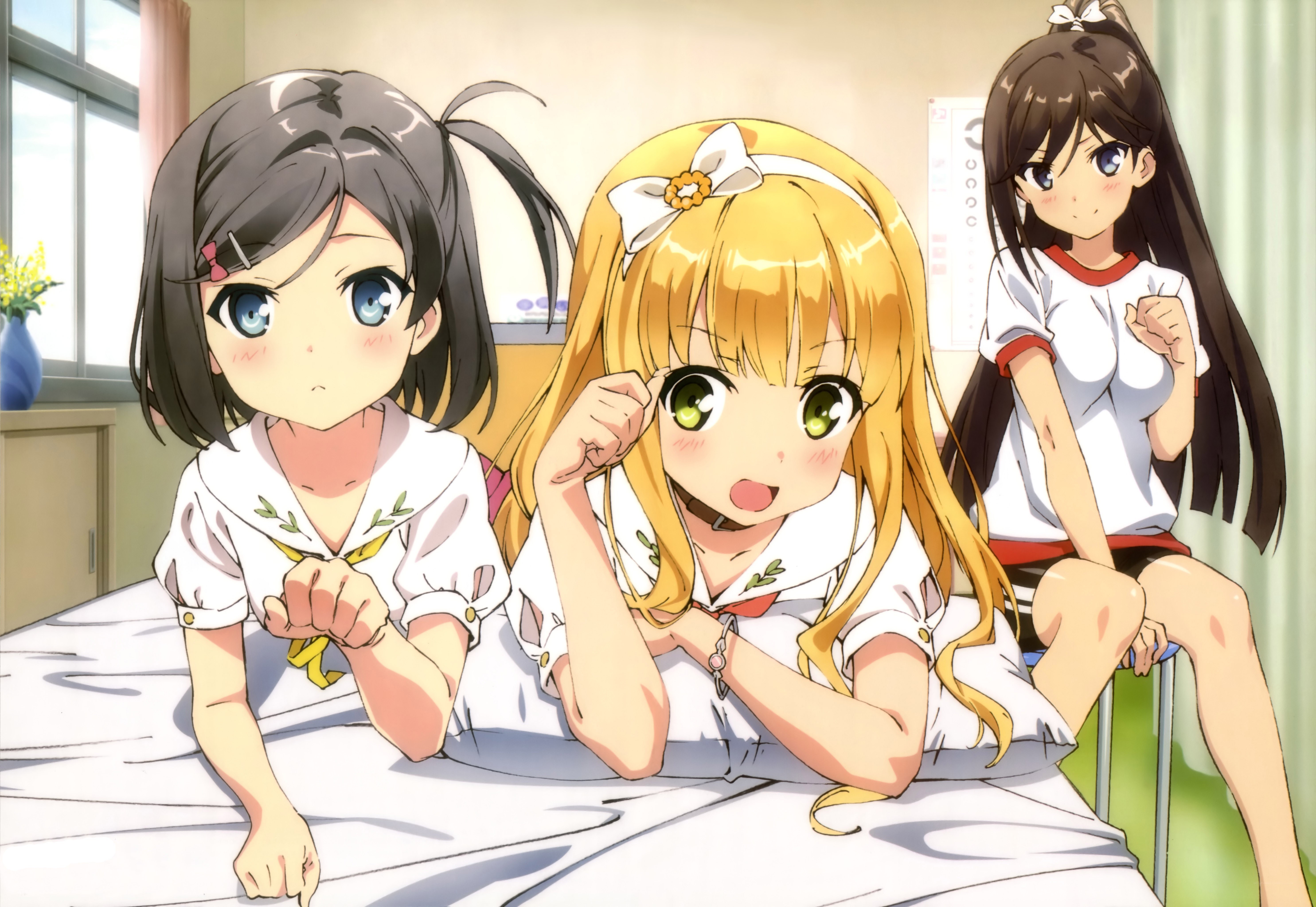 Three girls in a classroom