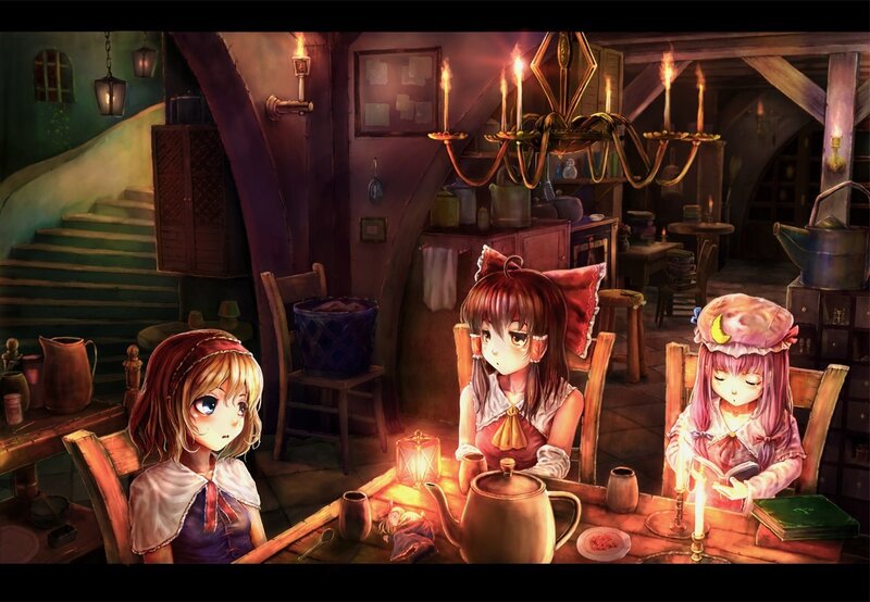 Three girls in a cozy room