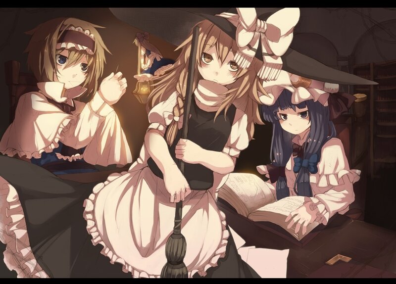 Three girls in a dimly lit room