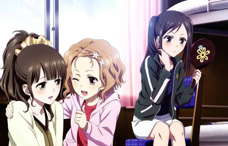 Three girls in a dorm room