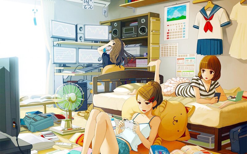 Three Girls in a Dorm Room — Yellow