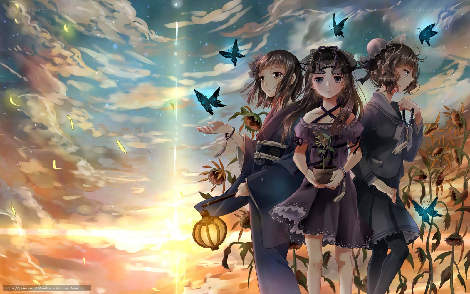 Three girls in a dreamy field