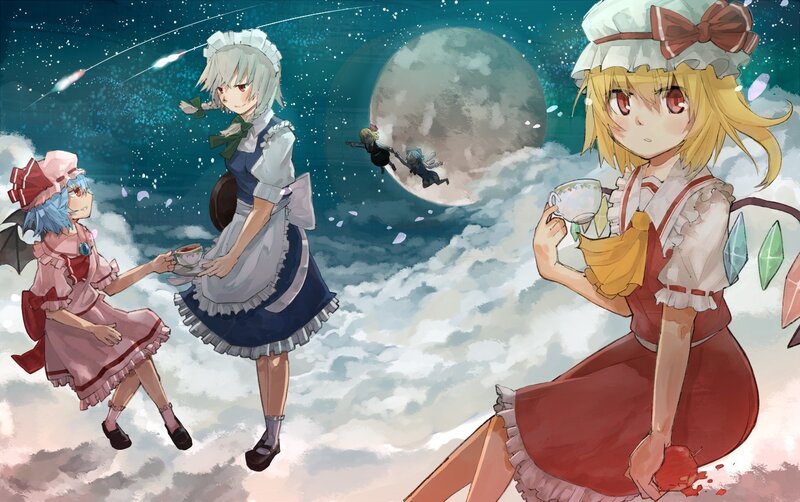 Three girls in a dreamy sky