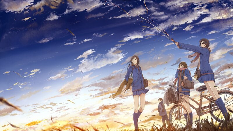 Three Girls in a Field — Blue, Serene, Sunset