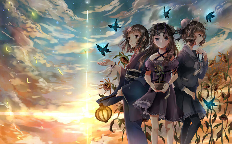 Three Girls in a Field — Purple