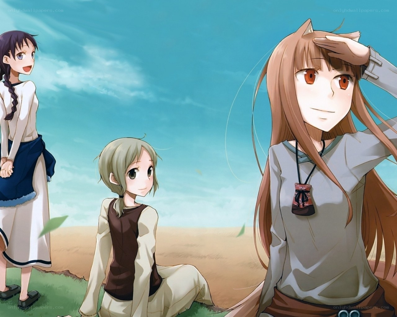 three girls in a field