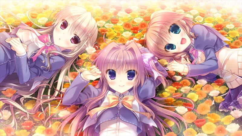 Three Girls in a Flower Field — Purple