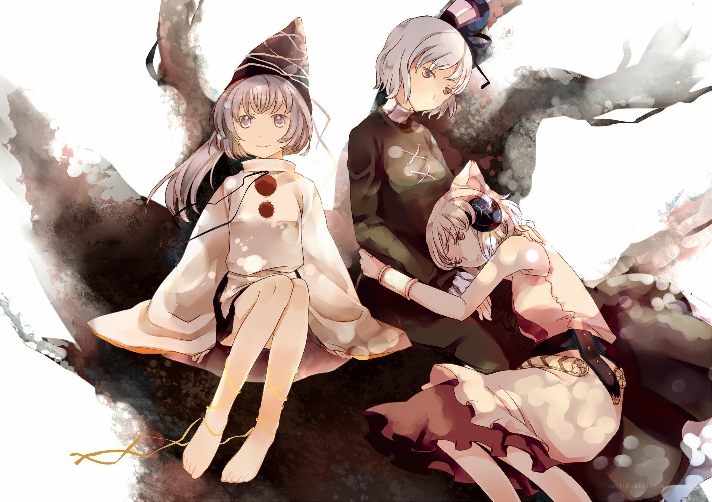 three girls in a forest