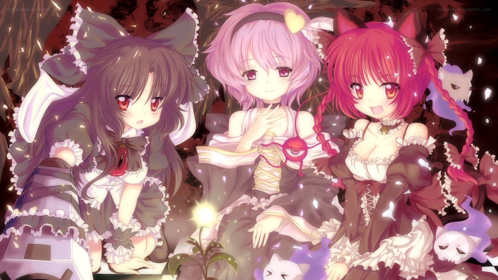 Three girls in a forest