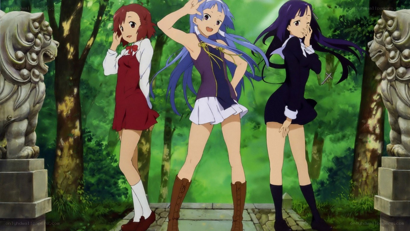 Three girls in a forest