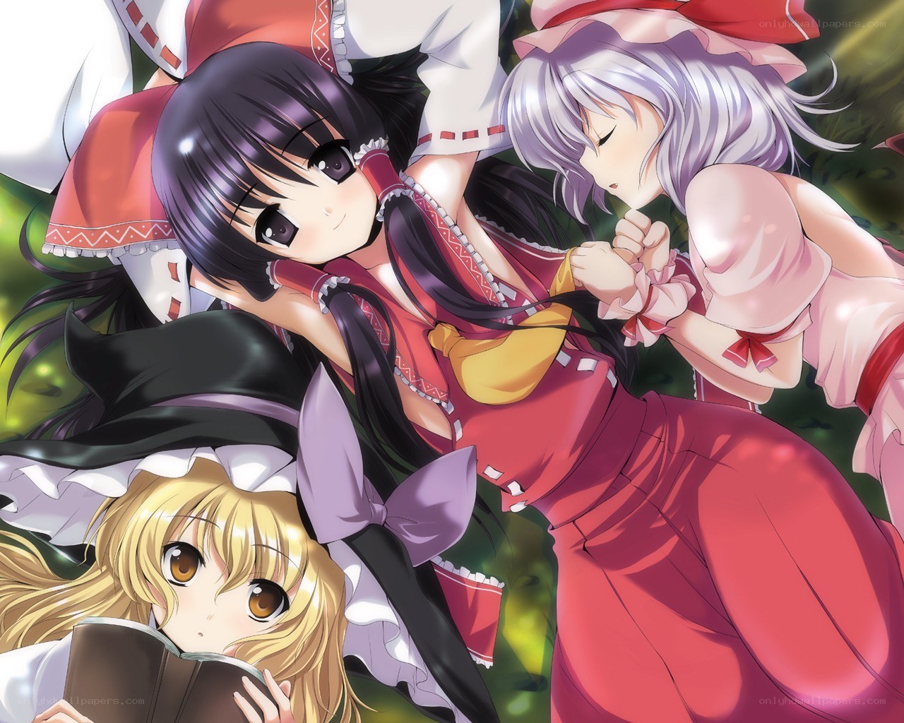 Three girls in a forest