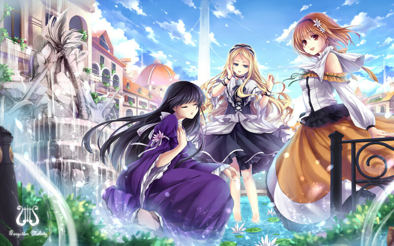 Three Girls in a Fountain