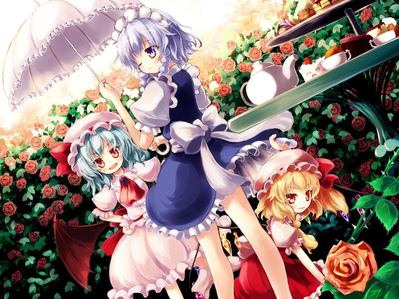 Three Girls in a Garden — Blue