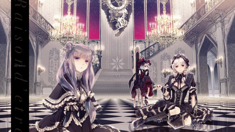 Three girls in a grand hall