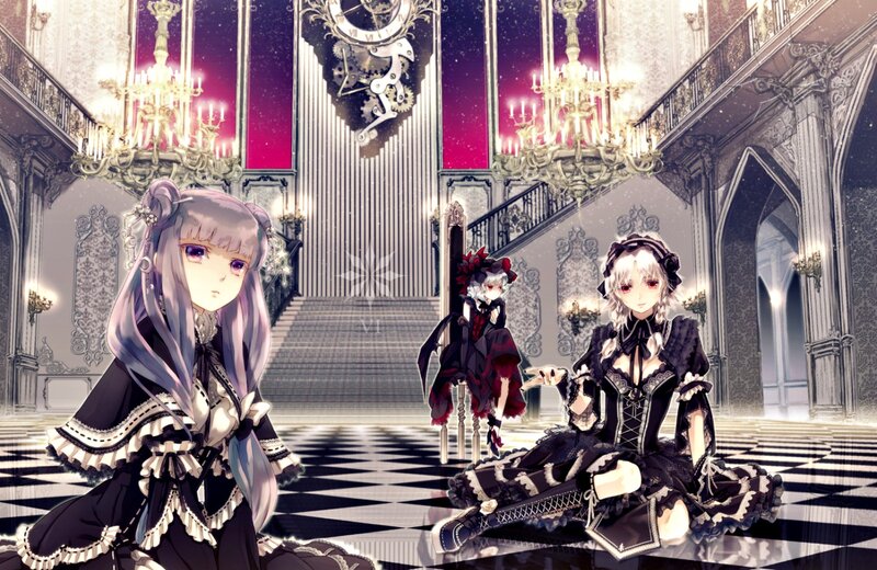 Three Girls in a Hall