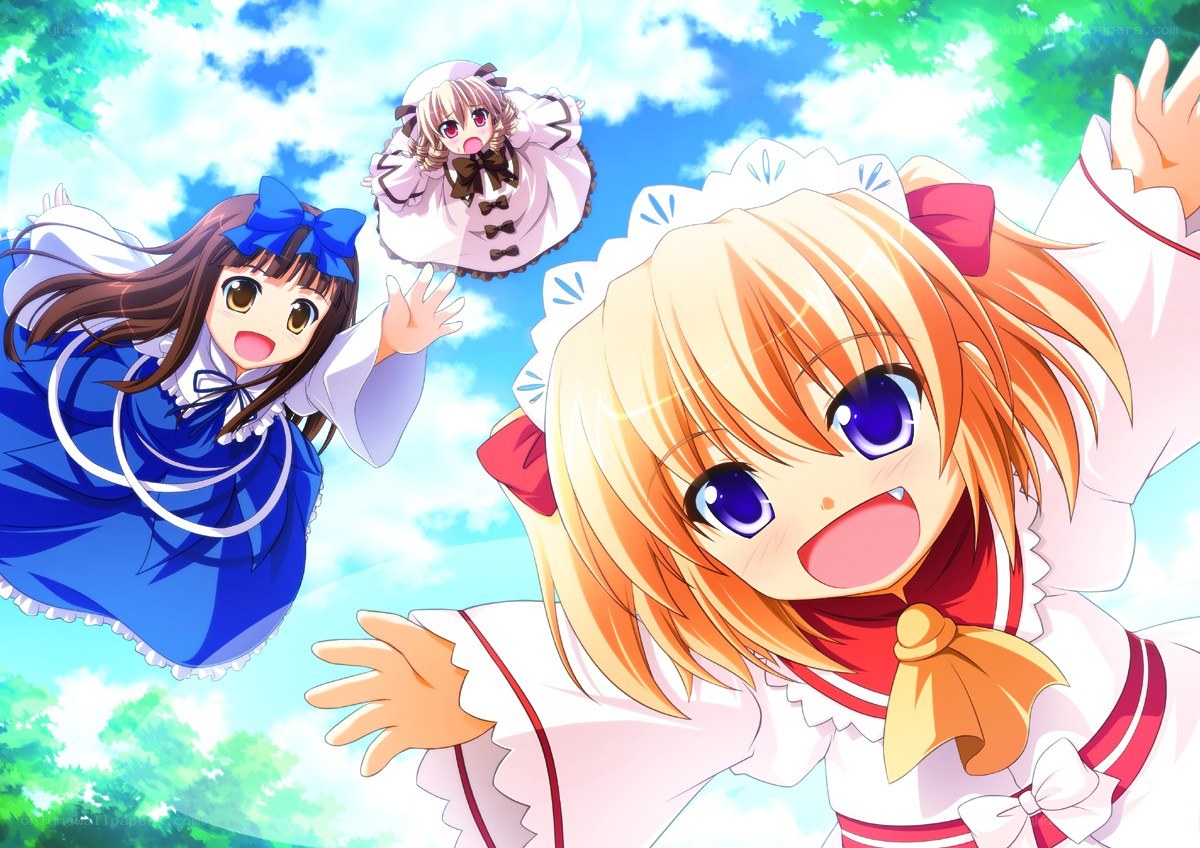 Three girls in a joyful scene