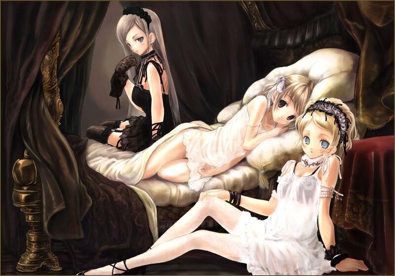 Three girls in a luxurious room