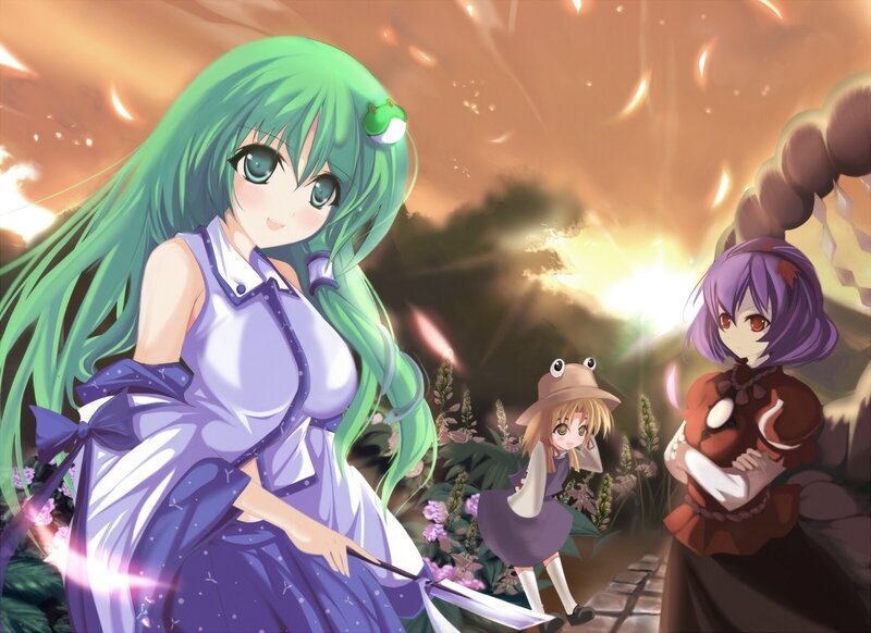 Three girls in a magical garden