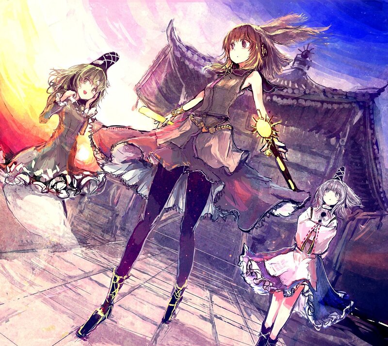 Three girls in a magical scene