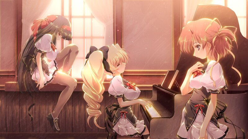 Three girls in a music room