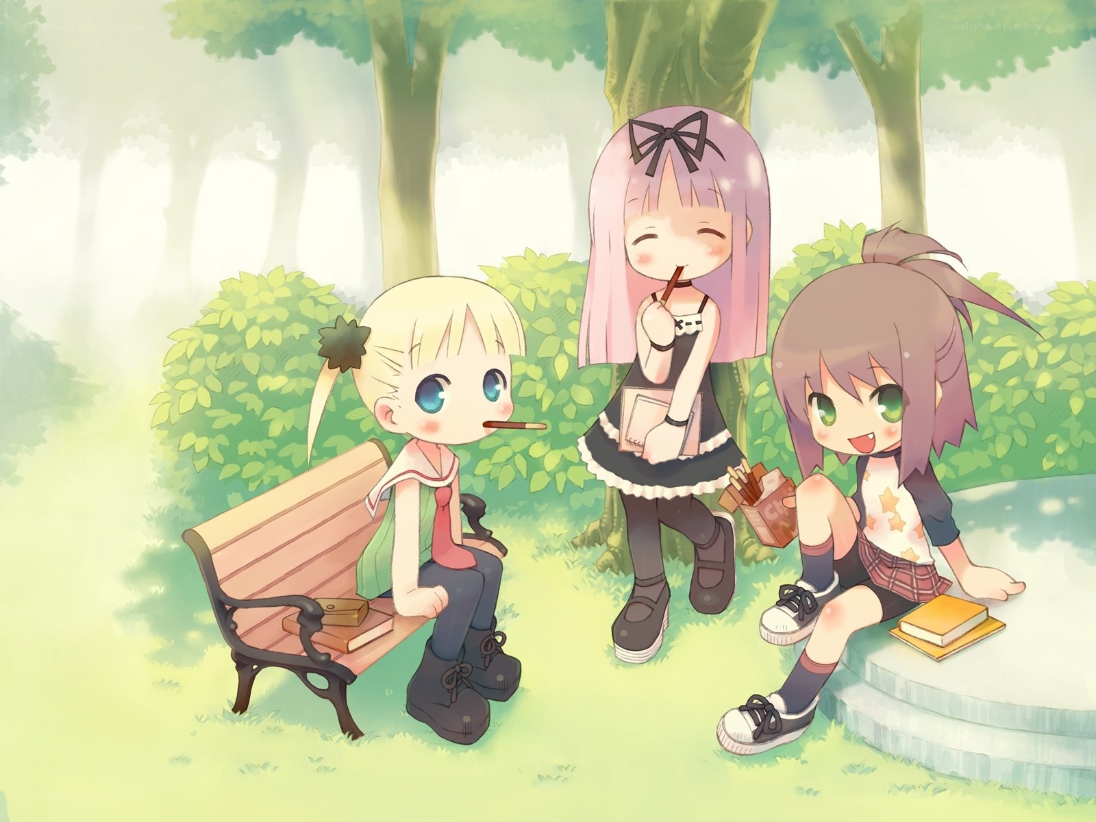 Three girls in a park