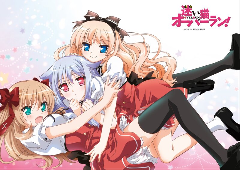 Three girls in a playful pile-up