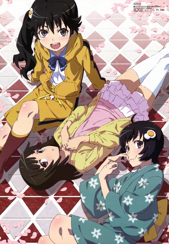 Three girls in a playful scene