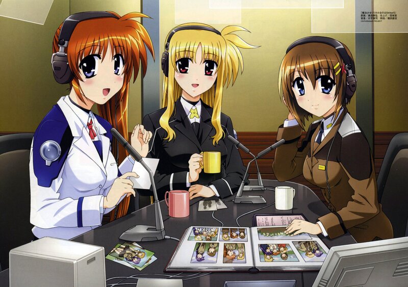 three girls in a radio studio