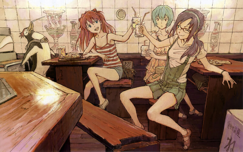 Three Girls in a Restaurant — Brown