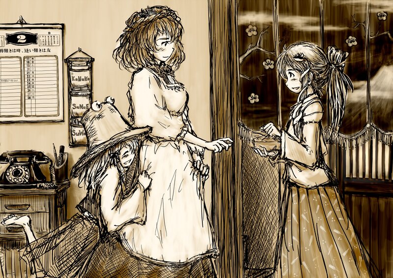 Three Girls in a Room — Brown, Calm, Night