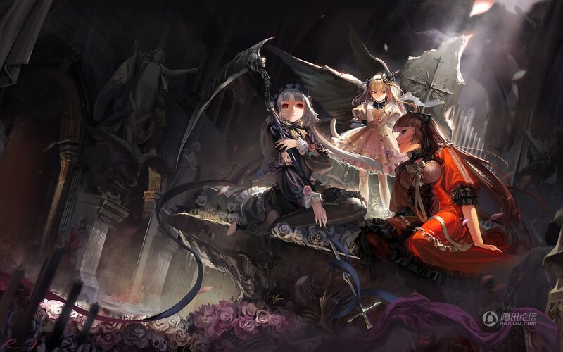 Three Girls in a Ruined Cathedral — Purple