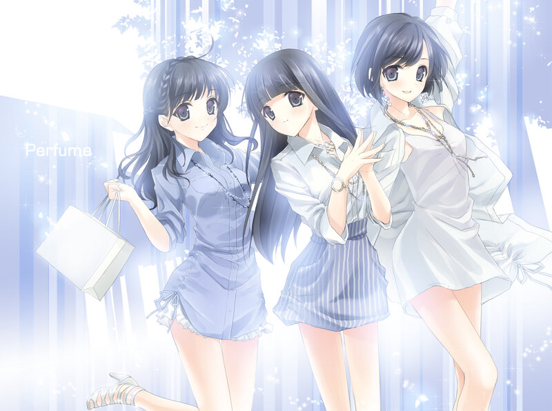 Three girls in a shopping scene