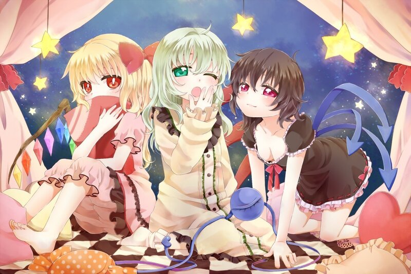 Three girls in a starry tent