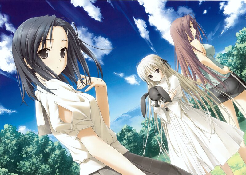 Three girls in a sunny park
