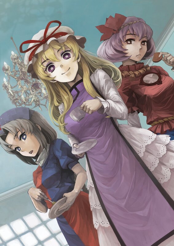 three girls in a tea party